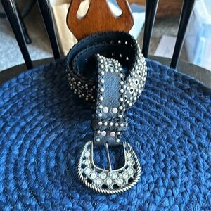 Hyde Collection Black Leather Rhinestones on Buckle.